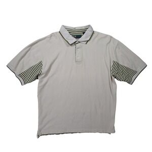R&R Casuals Polo Shirt Mens XL Beige Excellent Vintage Striped 1414